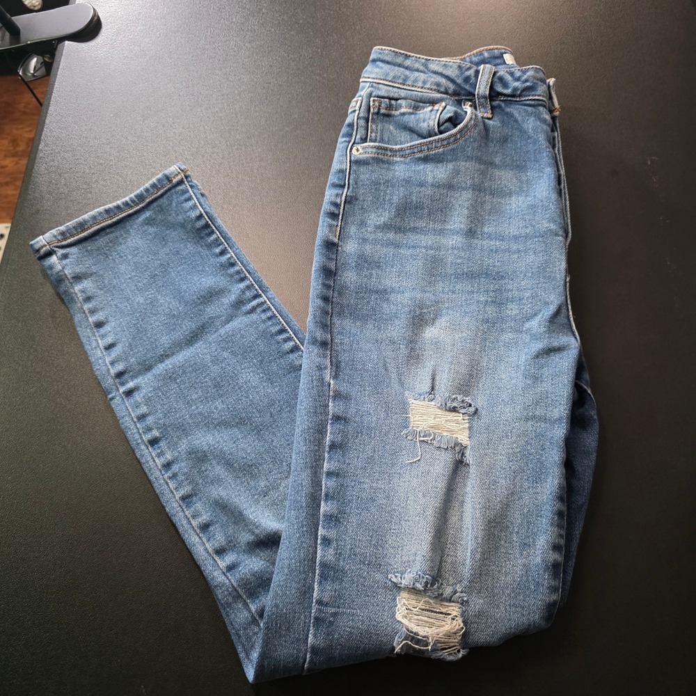 Forever 21 Distressed High Rise Skinny Jeans Medium Wash Blue Size 27
